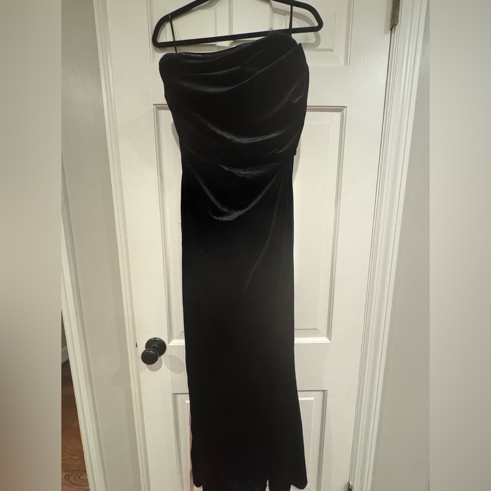 Lulus BRAND NEW Black Velvet Strapless Maxi Dress - Size XL - Picture 2 of 6